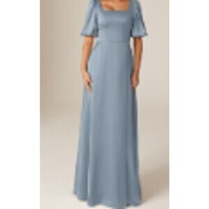 FORMAL PARTY AW SZ 14 1X blue charmeuse satin bridesmaid prom maxi dress NEW B97